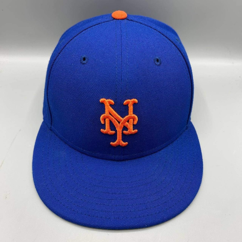 New York Mets MLB Hat Men 7 3/8 Blue Embroidered 59Fifty New Era Fitted Cap